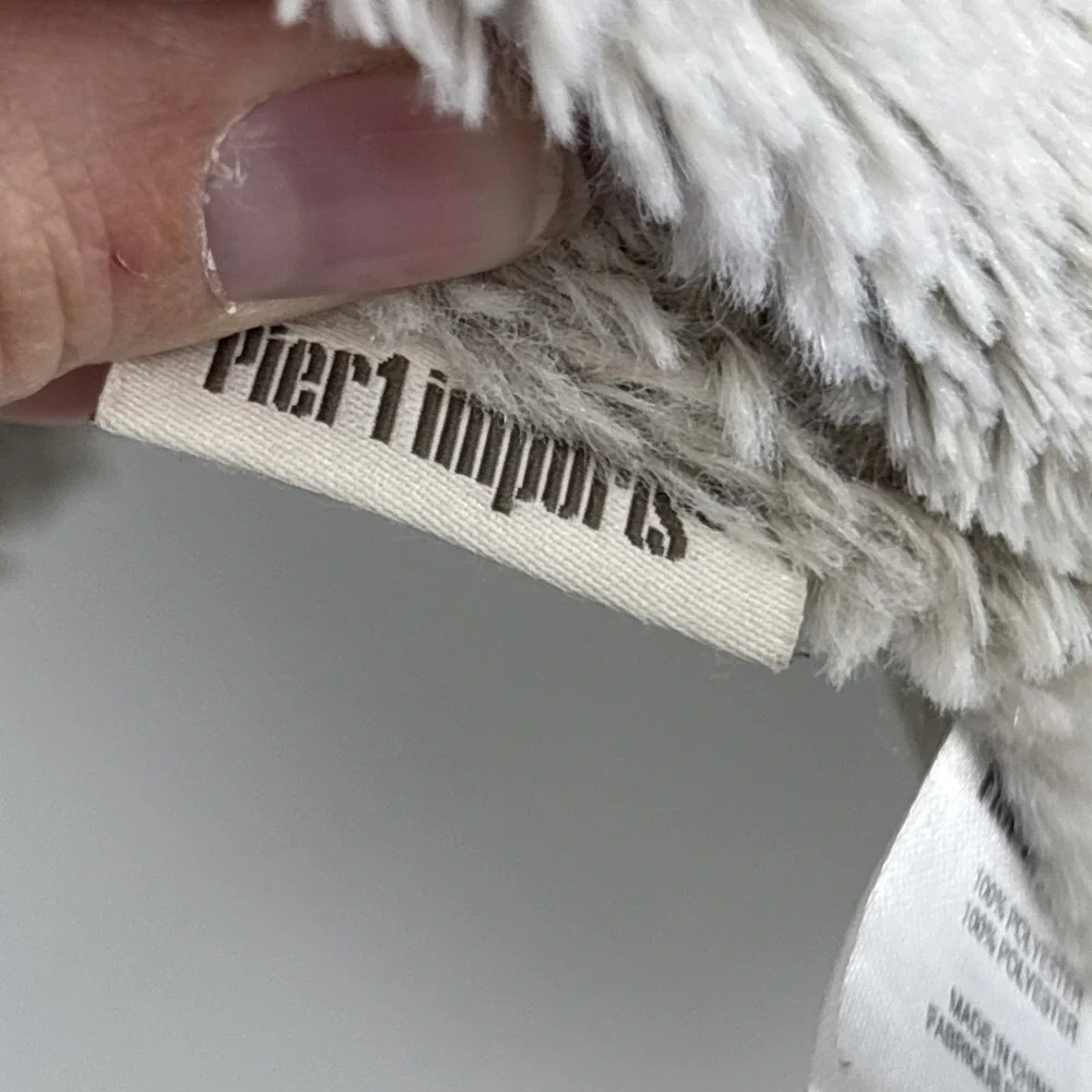 PIER 1 Imports Throw Blanket Animal Print Faux Fur Shaggy Snow Leopard 48